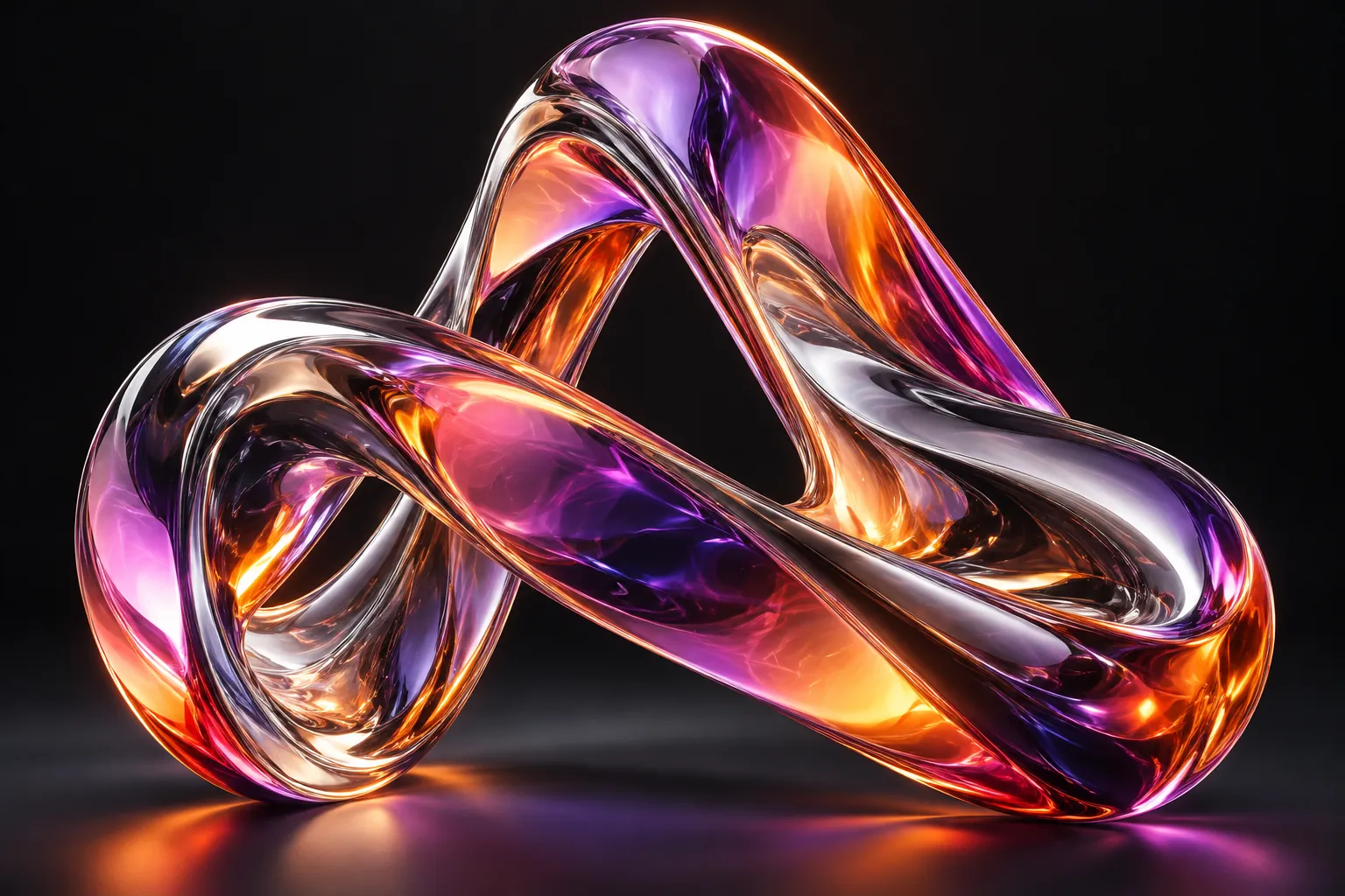 Iridescent glass ribbon symbolising AlphaTech's connected software, hardware and AI expertise